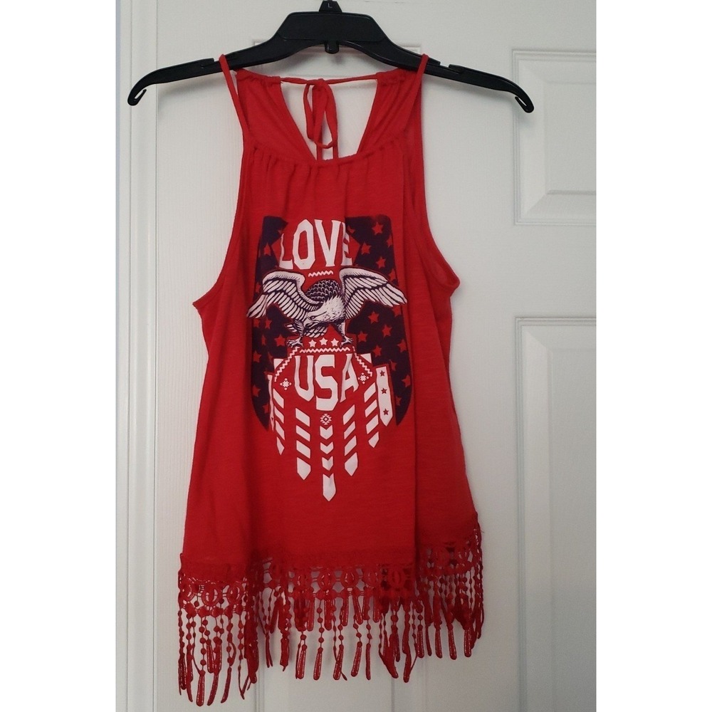 Girls tank top Size Medium 7/8 Says Love USA